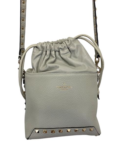 VALENTINO GARAVANI（ヴァレンティノ・ガラヴァーニ）VALENTINO GARAVANI (ヴァレンティノ・ガラヴァーニ) 巾着ショルダーバッグ ライトグレーの古着・服飾アイテム