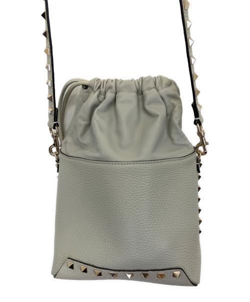 VALENTINO GARAVANI（ヴァレンティノ・ガラヴァーニ）VALENTINO GARAVANI (ヴァレンティノ・ガラヴァーニ) 巾着ショルダーバッグ ライトグレーの古着・服飾アイテム