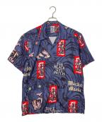 WACKO MARIA×BlackEyePatchワコマリア×ブラックアイパッチ）の古着「半袖シャツ」｜ブルー×レッド