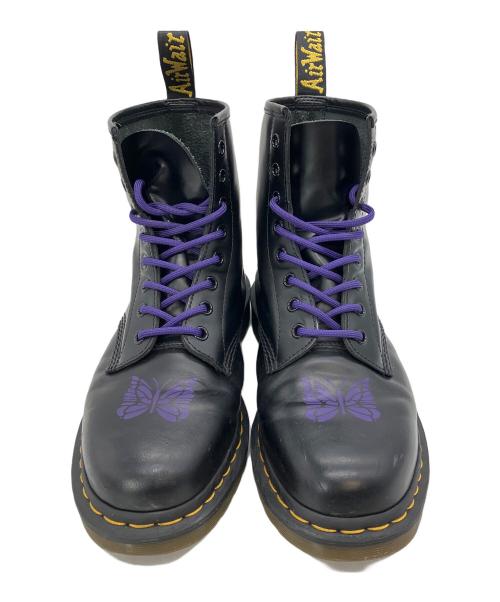 Dr.Martens（ドクターマーチン）Dr.Martens (ドクターマーチン) Needles (ニードルズ) 8ホールブーツ ブラック×パープル サイズ:UK8の古着・服飾アイテム