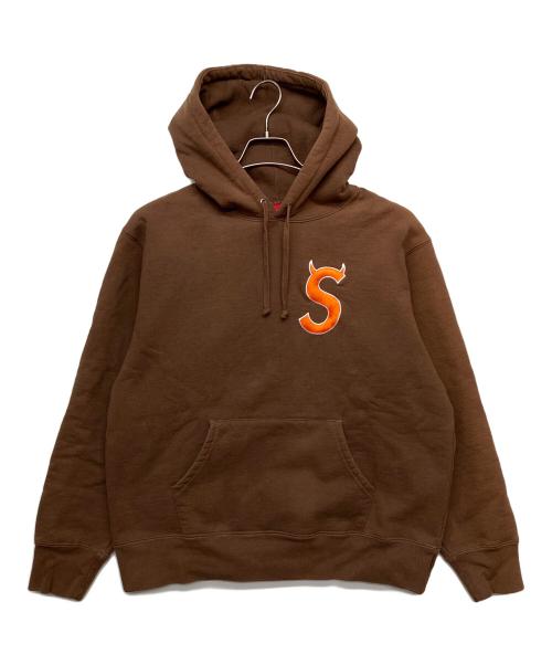SUPREME（シュプリーム）Supreme (シュプリーム) S logo　プルオーバーパーカー ブラウン サイズ:Sの古着・服飾アイテム