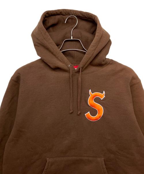 SUPREME（シュプリーム）Supreme (シュプリーム) S logo　プルオーバーパーカー ブラウン サイズ:Sの古着・服飾アイテム