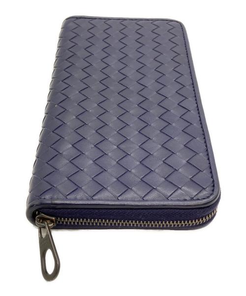 BOTTEGA VENETA（ボッテガベネタ）BOTTEGA VENETA (ボッテガベネタ) イントレチャート　長財布 ネイビーの古着・服飾アイテム
