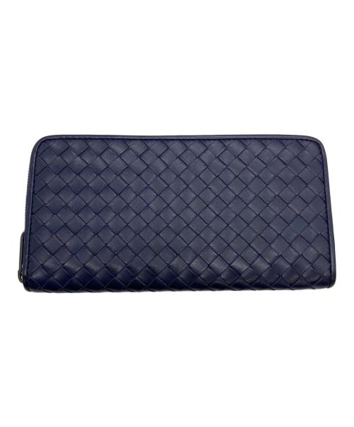 BOTTEGA VENETA（ボッテガベネタ）BOTTEGA VENETA (ボッテガベネタ) イントレチャート　長財布 ネイビーの古着・服飾アイテム