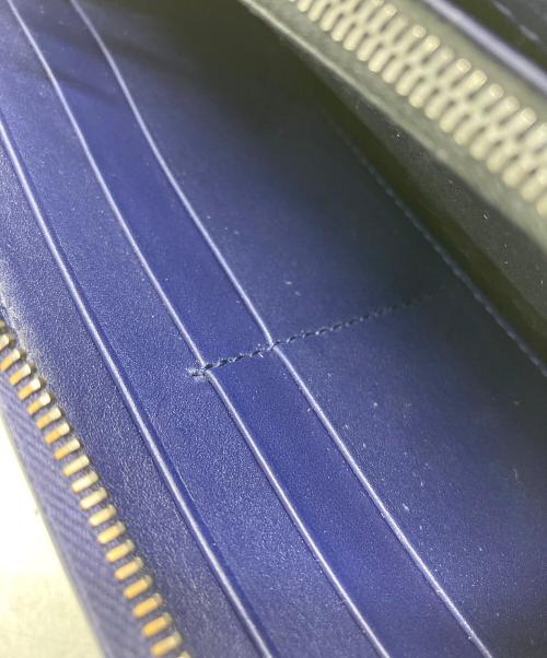 BOTTEGA VENETA（ボッテガベネタ）BOTTEGA VENETA (ボッテガベネタ) イントレチャート　長財布 ネイビーの古着・服飾アイテム