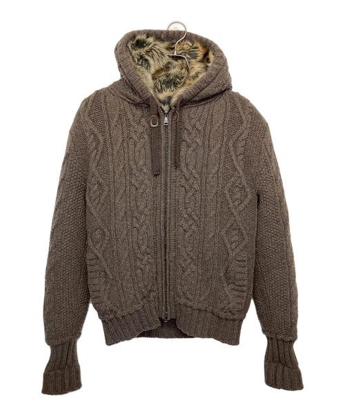 DOLCE & GABBANA（ドルチェ＆ガッバーナ）DOLCE & GABBANA (ドルチェ＆ガッバーナ) ケーブルニットブルゾン ブラウン サイズ:50の古着・服飾アイテム