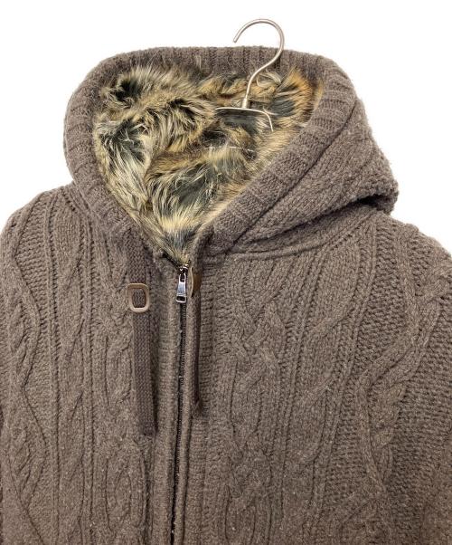 DOLCE & GABBANA（ドルチェ＆ガッバーナ）DOLCE & GABBANA (ドルチェ＆ガッバーナ) ケーブルニットブルゾン ブラウン サイズ:50の古着・服飾アイテム