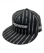 New Era×SUPREMEニューエラ×シュプリーム）の古着「TEXT STRIPE　キャップ」｜ブラック