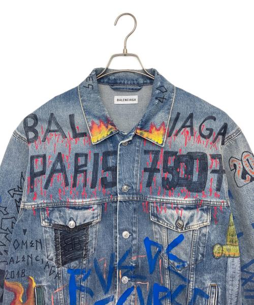 BALENCIAGA（バレンシアガ）BALENCIAGA (バレンシアガ) グラフィックペイントデニムジャケット インディゴ サイズ:34の古着・服飾アイテム