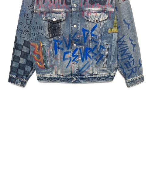 BALENCIAGA（バレンシアガ）BALENCIAGA (バレンシアガ) グラフィックペイントデニムジャケット インディゴ サイズ:34の古着・服飾アイテム