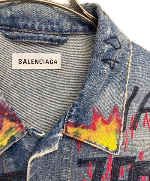 BALENCIAGA（バレンシアガ）BALENCIAGA (バレンシアガ) グラフィックペイントデニムジャケット インディゴ サイズ:34の古着・服飾アイテム