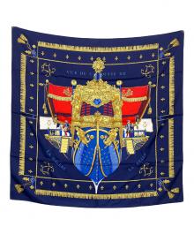 HERMES（エルメス）の古着「カレ90　シルクスカーフ」｜ネイビー