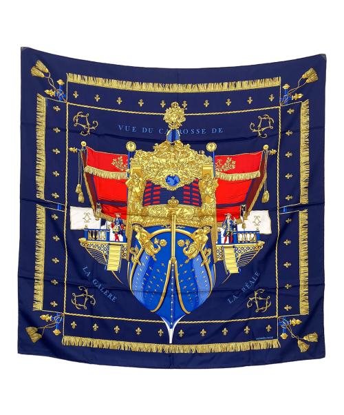 HERMES（エルメス）HERMES (エルメス) カレ90　シルクスカーフ ネイビーの古着・服飾アイテム