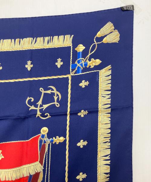 HERMES（エルメス）HERMES (エルメス) カレ90　シルクスカーフ ネイビーの古着・服飾アイテム