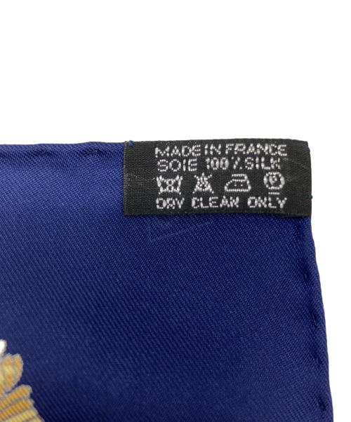 HERMES（エルメス）HERMES (エルメス) カレ90　シルクスカーフ ネイビーの古着・服飾アイテム