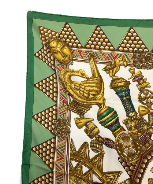 HERMES（エルメス）HERMES (エルメス) カレ90　シルクスカーフ 黄緑の古着・服飾アイテム