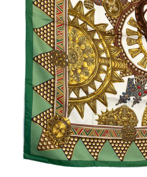 HERMES（エルメス）HERMES (エルメス) カレ90　シルクスカーフ 黄緑の古着・服飾アイテム