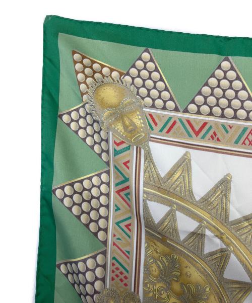 HERMES（エルメス）HERMES (エルメス) カレ90　シルクスカーフ 黄緑の古着・服飾アイテム