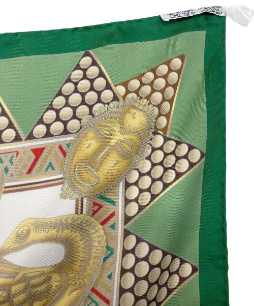 HERMES（エルメス）HERMES (エルメス) カレ90　シルクスカーフ 黄緑の古着・服飾アイテム