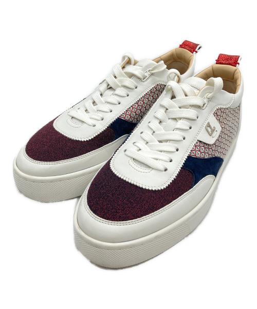 Christian Louboutin（クリスチャン・ルブタン）Christian Louboutin (クリスチャン・ルブタン) HAPPYRUI FLAT GLIT ホワイト×レッド サイズ:42 1/2の古着・服飾アイテム