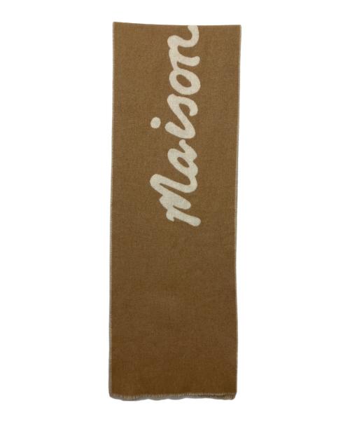 maison kitsune（メゾンキツネ）MAISON KITSUNE (メゾンキツネ) ハンドライティング スカーフ ベージュの古着・服飾アイテム