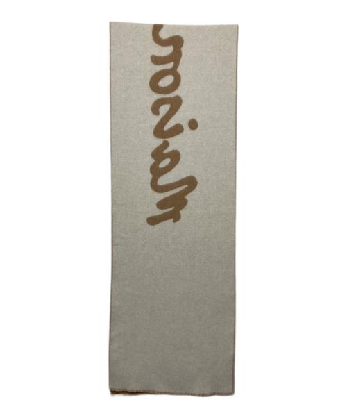 maison kitsune（メゾンキツネ）MAISON KITSUNE (メゾンキツネ) ハンドライティング スカーフ ベージュの古着・服飾アイテム