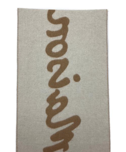 maison kitsune（メゾンキツネ）MAISON KITSUNE (メゾンキツネ) ハンドライティング スカーフ ベージュの古着・服飾アイテム