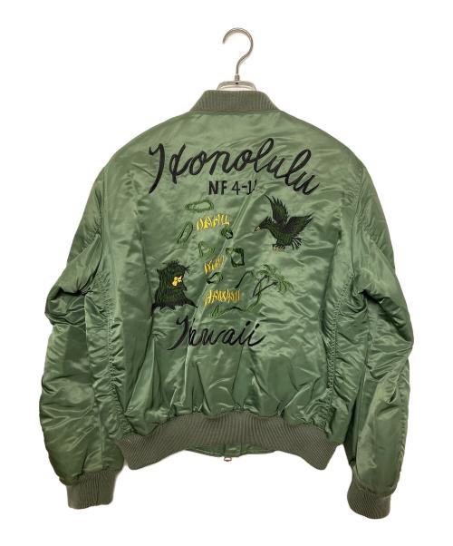 HIDEOUT（HIDEOUT）HIDEOUT (HIDEOUT) ホノルル　GODWIND　刺繍MA-1ジャケット グリーン サイズ:Mの古着・服飾アイテム