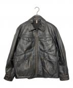 CCUシーシーユー）の古着「レザーブルゾン」｜ブラック