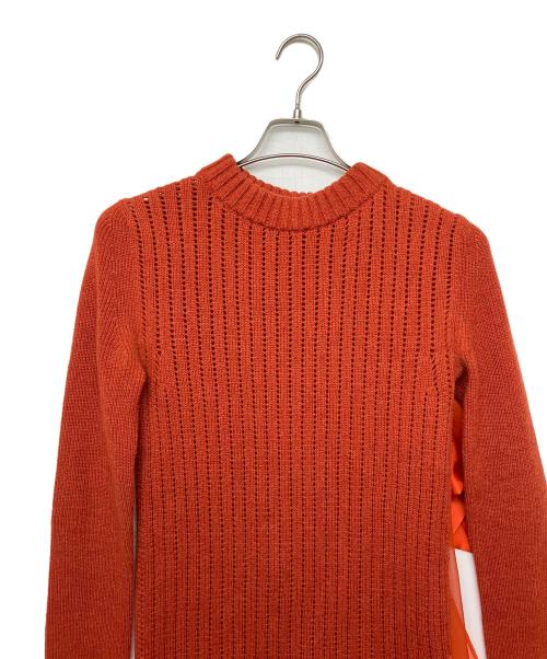 sacai（サカイ）sacai (サカイ) シフォンドッキング ニット ワンピース オレンジ サイズ:1の古着・服飾アイテム