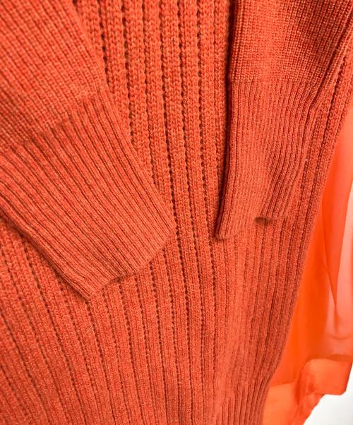sacai（サカイ）sacai (サカイ) シフォンドッキング ニット ワンピース オレンジ サイズ:1の古着・服飾アイテム