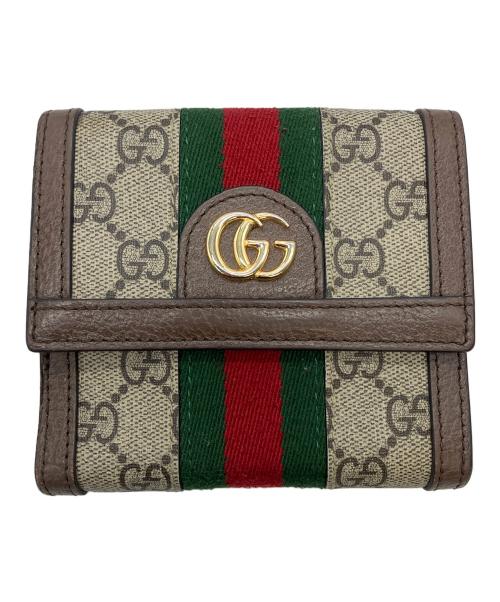 GUCCI（グッチ）GUCCI (グッチ) GGスプリーム　2つ折り財布 ベージュの古着・服飾アイテム
