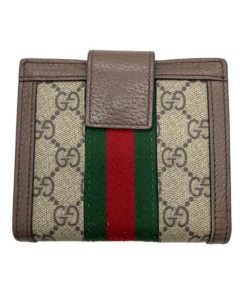 GUCCI（グッチ）GUCCI (グッチ) GGスプリーム　2つ折り財布 ベージュの古着・服飾アイテム