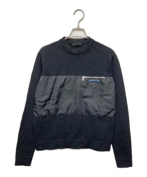 PRADA（プラダ）PRADA (プラダ) SMM909 S182　切替ニット ブラック サイズ:44の古着・服飾アイテム
