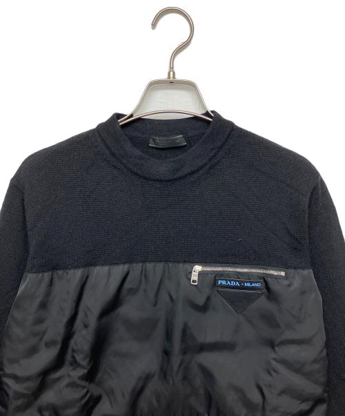 PRADA（プラダ）PRADA (プラダ) SMM909 S182　切替ニット ブラック サイズ:44の古着・服飾アイテム