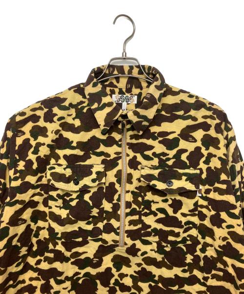 A BATHING APE（ア ベイシング エイプ）A BATHING APE (ア ベイシング エイプ) ハーフジップシャツ ブラウン サイズ:Mの古着・服飾アイテム