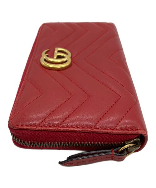 GUCCI（グッチ）GUCCI (グッチ) GGマーモント 長財布 レッドの古着・服飾アイテム