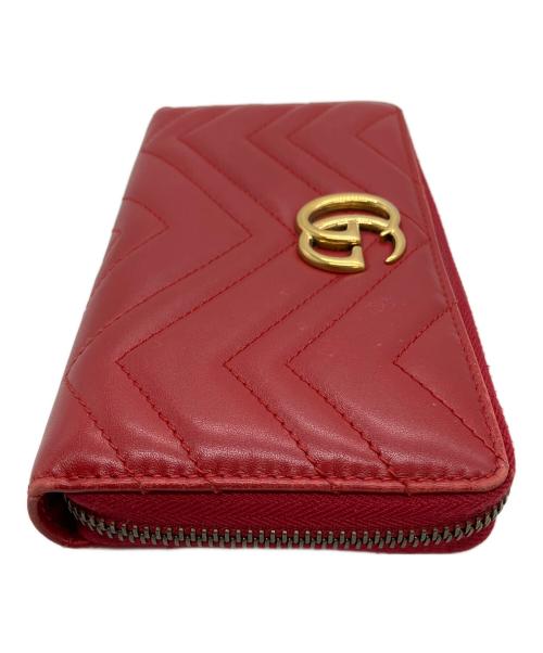 GUCCI（グッチ）GUCCI (グッチ) GGマーモント 長財布 レッドの古着・服飾アイテム