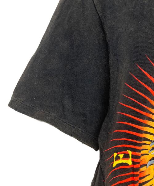 GUCCI（グッチ）GUCCI (グッチ) アングリーキャット 刺繍 両面プリント ヴィンテージ加工半袖カットソー ブラック サイズ:FREEの古着・服飾アイテム