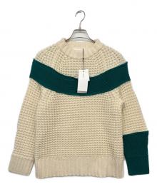 sacai（サカイ）の古着「ジップアタッチメントニット」｜ベージュ×グリーン