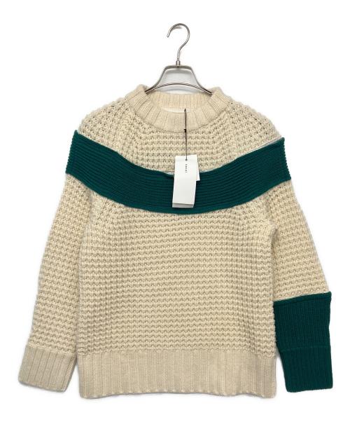 sacai（サカイ）sacai (サカイ) ジップアタッチメントニット ベージュ×グリーン サイズ:1の古着・服飾アイテム