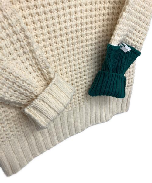 sacai（サカイ）sacai (サカイ) ジップアタッチメントニット ベージュ×グリーン サイズ:1の古着・服飾アイテム
