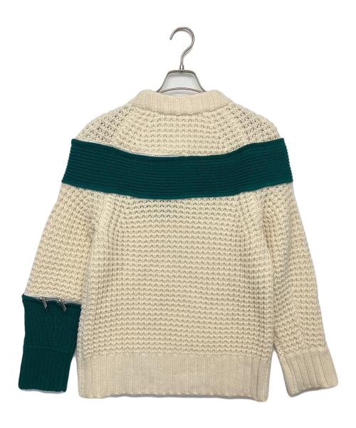 sacai（サカイ）sacai (サカイ) ジップアタッチメントニット ベージュ×グリーン サイズ:1の古着・服飾アイテム
