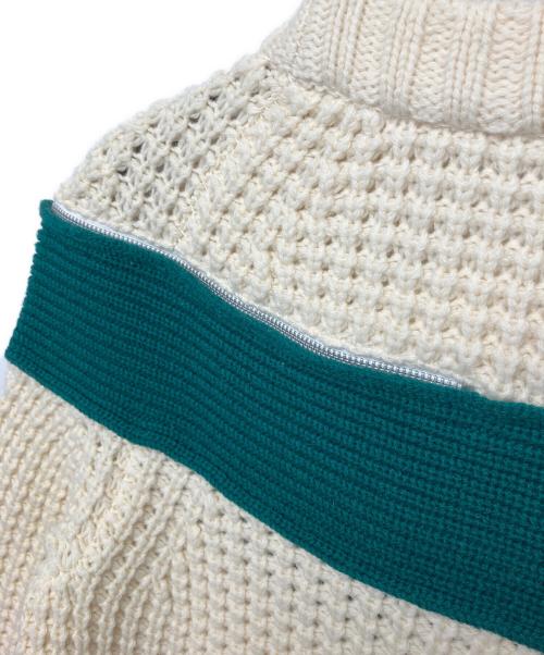 sacai（サカイ）sacai (サカイ) ジップアタッチメントニット ベージュ×グリーン サイズ:1の古着・服飾アイテム