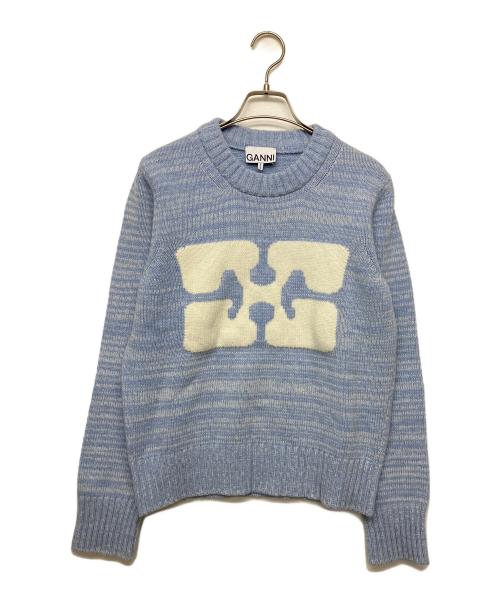 GANNI（ガニー）Ganni (ガニー) Graphic O-neck Pullover Butterfly ブルー×ホワイト サイズ:Sの古着・服飾アイテム