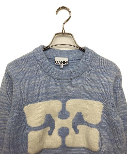 GANNI（ガニー）Ganni (ガニー) Graphic O-neck Pullover Butterfly ブルー×ホワイト サイズ:Sの古着・服飾アイテム