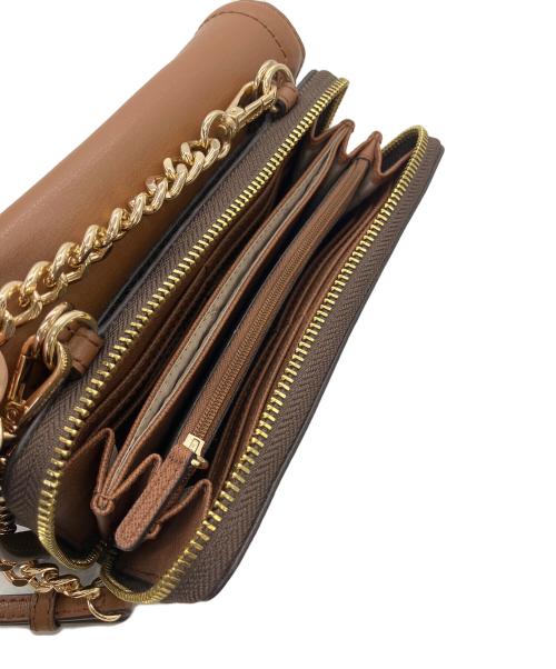 MICHAEL KORS（マイケル・コース）MICHAEL KORS (マイケル・コース) ウォレット付チェーンショルダーバッグ ブラウンの古着・服飾アイテム