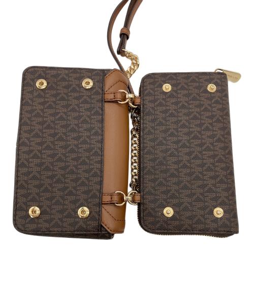 MICHAEL KORS（マイケル・コース）MICHAEL KORS (マイケル・コース) ウォレット付チェーンショルダーバッグ ブラウンの古着・服飾アイテム