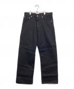 Graphpaperグラフペーパー）の古着「セルビッジワイドストレートデニムパンツ　ワイドパンツ」｜ブラック