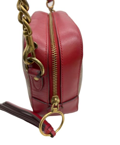 COACH（コーチ）COACH (コーチ) シグネチャー ショルダーバッグ ブラウン×レッドの古着・服飾アイテム